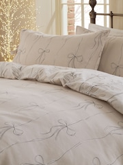 Natural Bow Foliage Brushed Cotton Duvet Cover and Pillowcase Set - Image 11 of 13