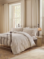 Natural Bow Foliage Brushed Cotton Duvet Cover and Pillowcase Set - Image 4 of 13