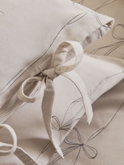 Natural Bow Foliage Brushed Cotton Duvet Cover and Pillowcase Set - Image 9 of 13