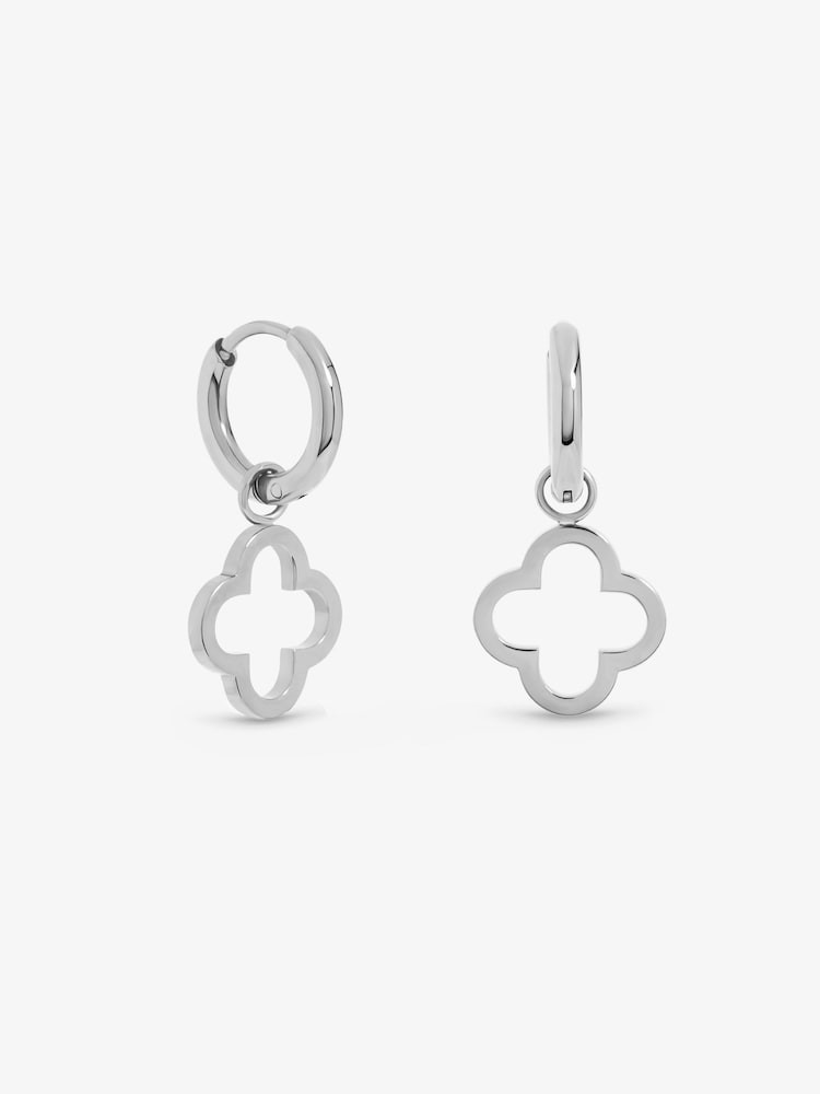 Jon Richard Silver Plated Waterproof Clover Huggie Earrings - Image 2 of 2 Jon Richard Silver Plated Waterproof Clover Huggie Earrings - Image 2 of 2