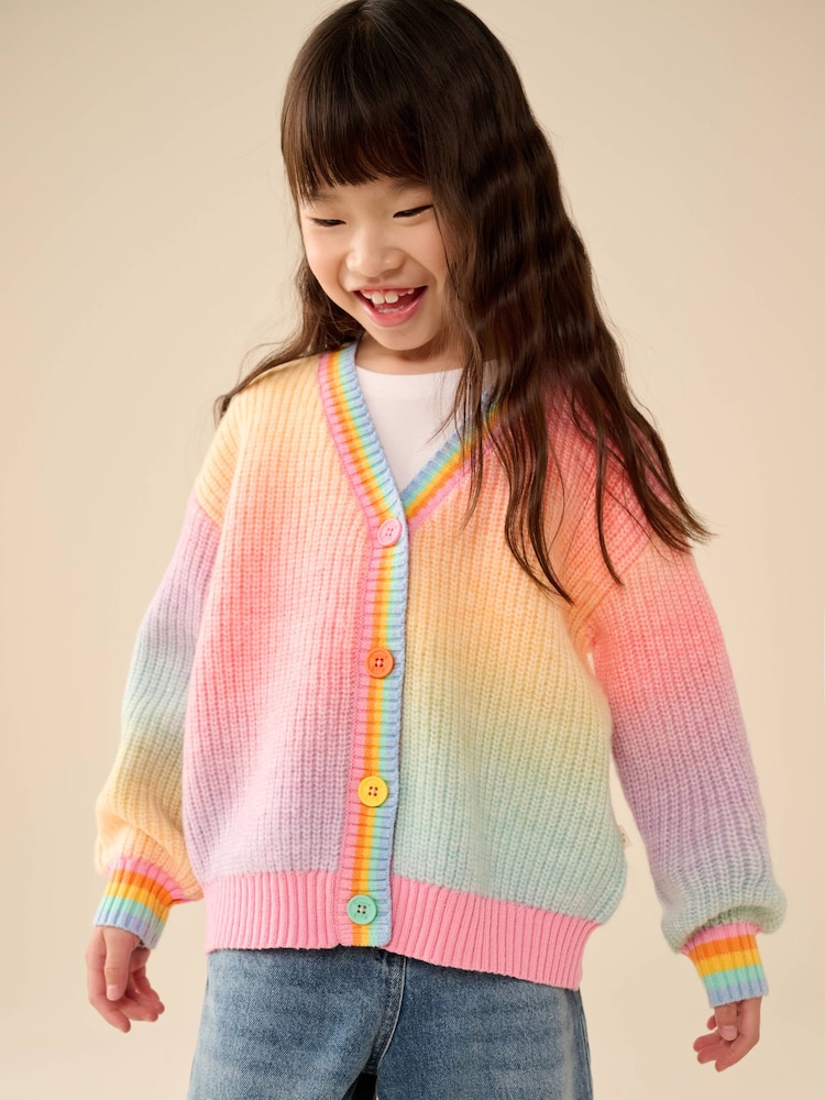 Little Bird by Jools Oliver Rainbow Ombre V-Neck Cardigan - Image 2 of 6 Little Bird by Jools Oliver Rainbow Ombre V-Neck Cardigan - Image 2 of 6
