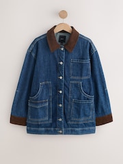 Mid Blue Denim Cord Collar Denim Barn Jacket - Image 7 of 9