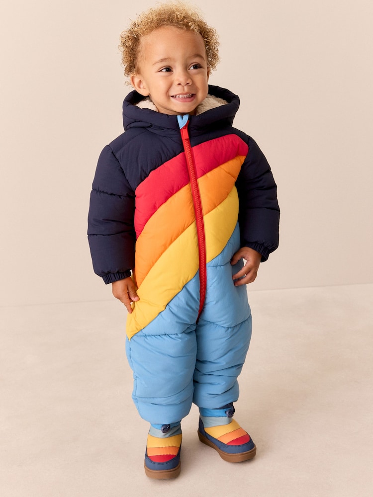 Little Bird by Jools Oliver Rainbow Swoosh Showerproof Snowsuit - Image 1 of 11 Little Bird by Jools Oliver Rainbow Swoosh Showerproof Snowsuit - Image 1 of 11