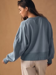 Pale Blue Embroidered Tinned Flowers Graphic - Sudadera - Imagen 4 de 8