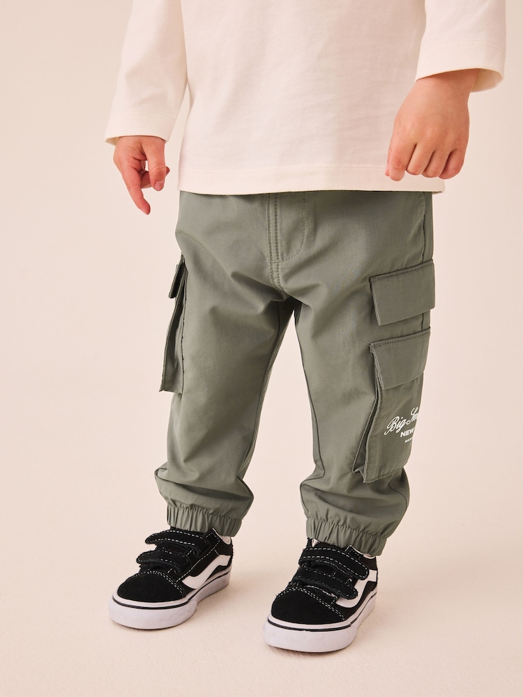 Olive Green Wide Leg Cargo Trousers (3mths-7yrs) - Image 1 of 9