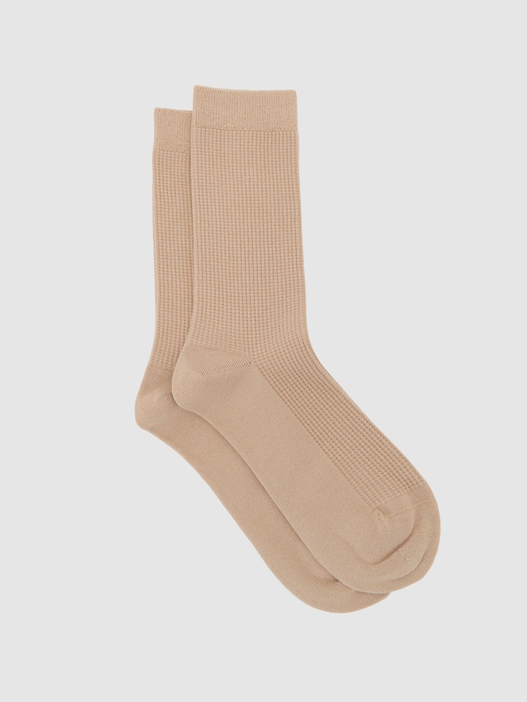 Reiss Neutral Hattie Cotton-Blend Textured Socks - Image 1 of 3
