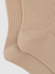 Reiss Neutral Hattie Cotton-Blend Textured Socks - Image 2 of 3