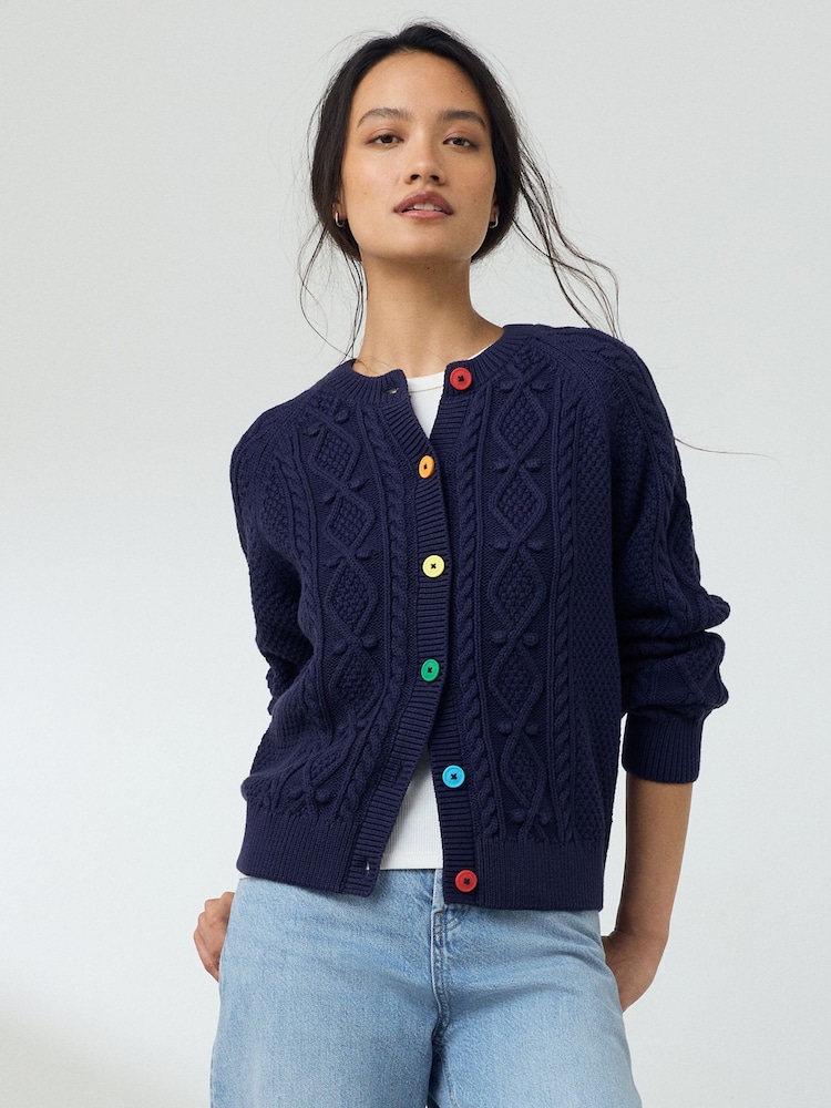 Little Bird by Jools Oliver Navy Blue Cable Cardigan - Image 1 of 8