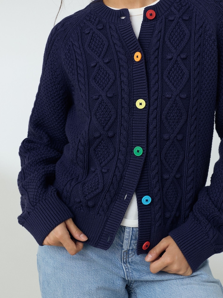 Little Bird by Jools Oliver Navy Blue Cable Cardigan - Image 2 of 8