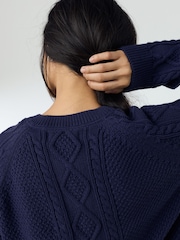Little Bird by Jools Oliver Navy Blue Cable Cardigan - Image 5 of 8