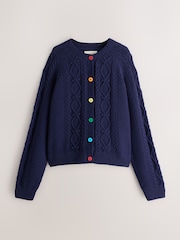 Little Bird by Jools Oliver Navy Blue Cable Cardigan - Image 6 of 8
