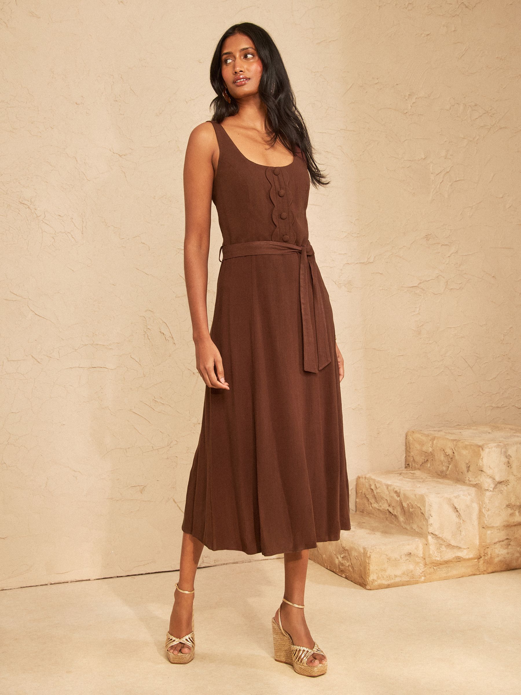 brown linen dress Never A Bad Day Dark Button Front Mini Fit is true to size. Jenni Kayne Women's Iris Shoulder