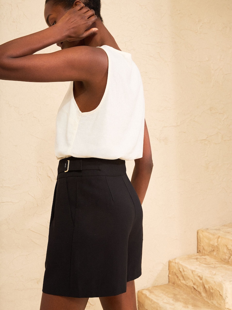 Love & Roses Black Petite Crepe Gold Hardwear Shorts - Image 4 of 4