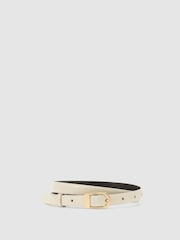 آف وائٹ - Reiss Mila Leather Mini-Buckle Belt - تصویر 1 از 4