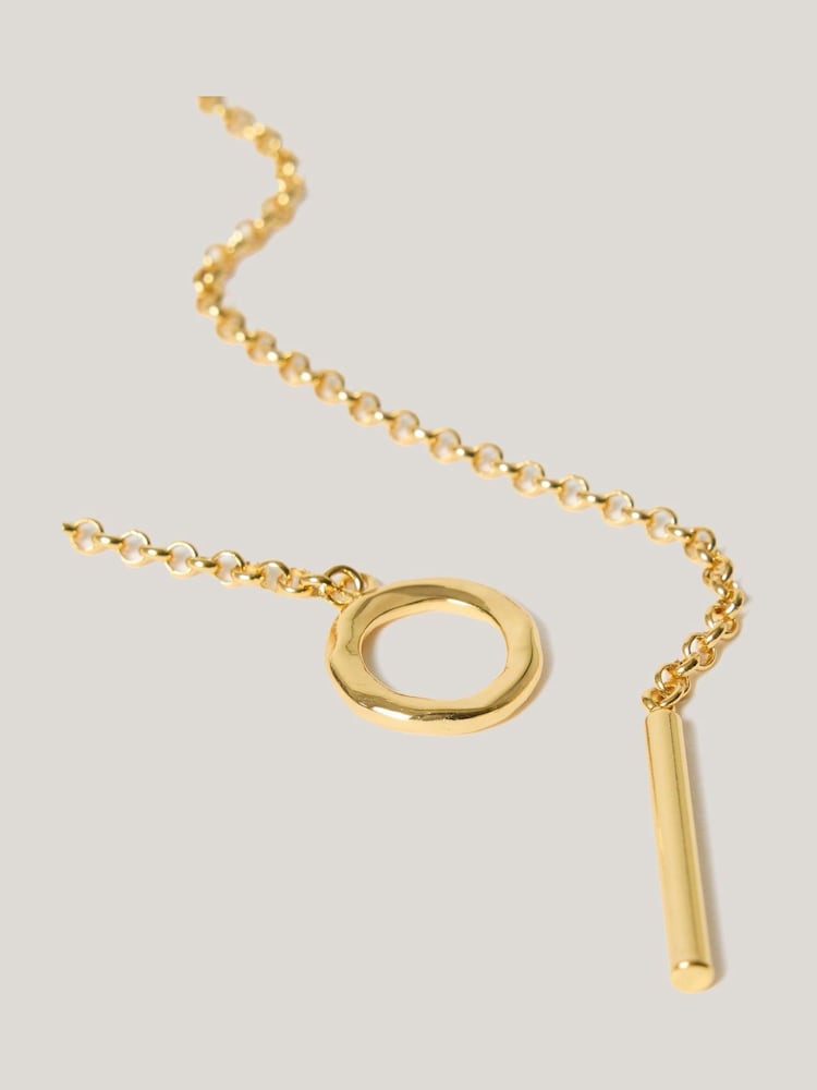 Jigsaw Gold Adjustable Lariat Necklace - Image 2 of 3 Jigsaw Gold Adjustable Lariat Necklace - Image 2 of 3
