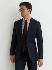 Reiss Navy Promise Wool-Blend Single-Breasted Suit Classic-Fit Blazer - Image 1 of 9