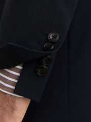 Reiss Navy Promise Wool-Blend Single-Breasted Suit Classic-Fit Blazer - Image 4 of 9