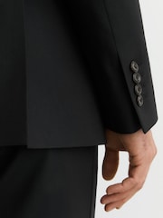 Reiss Black Promise Wool-Blend Single-Breasted Suit Classic-Fit Blazer - Image 6 of 8