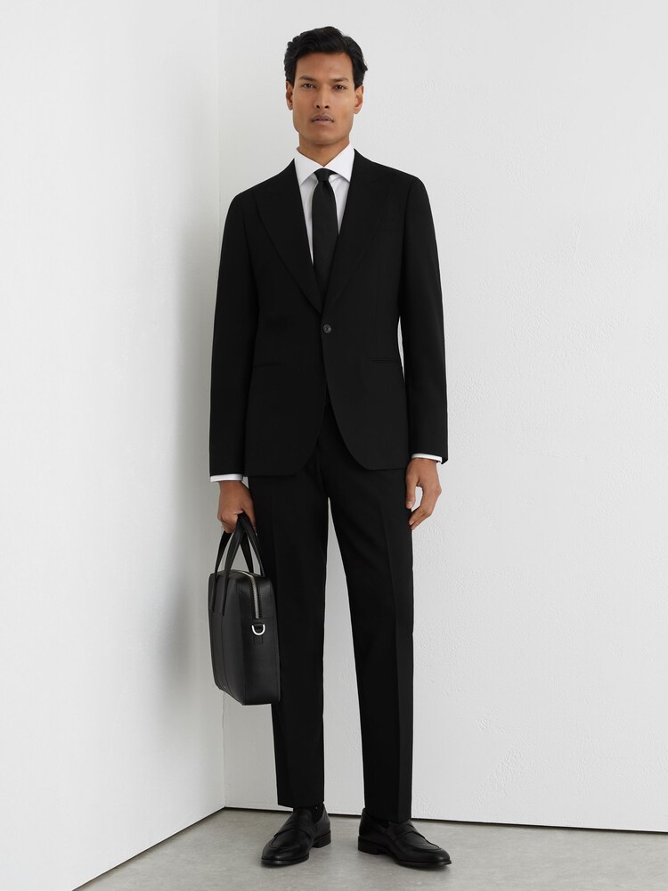 Reiss Black Belmont Sb Single-Breasted Suit Jacket Tailored-Fit with Wool - Image 1 of 8