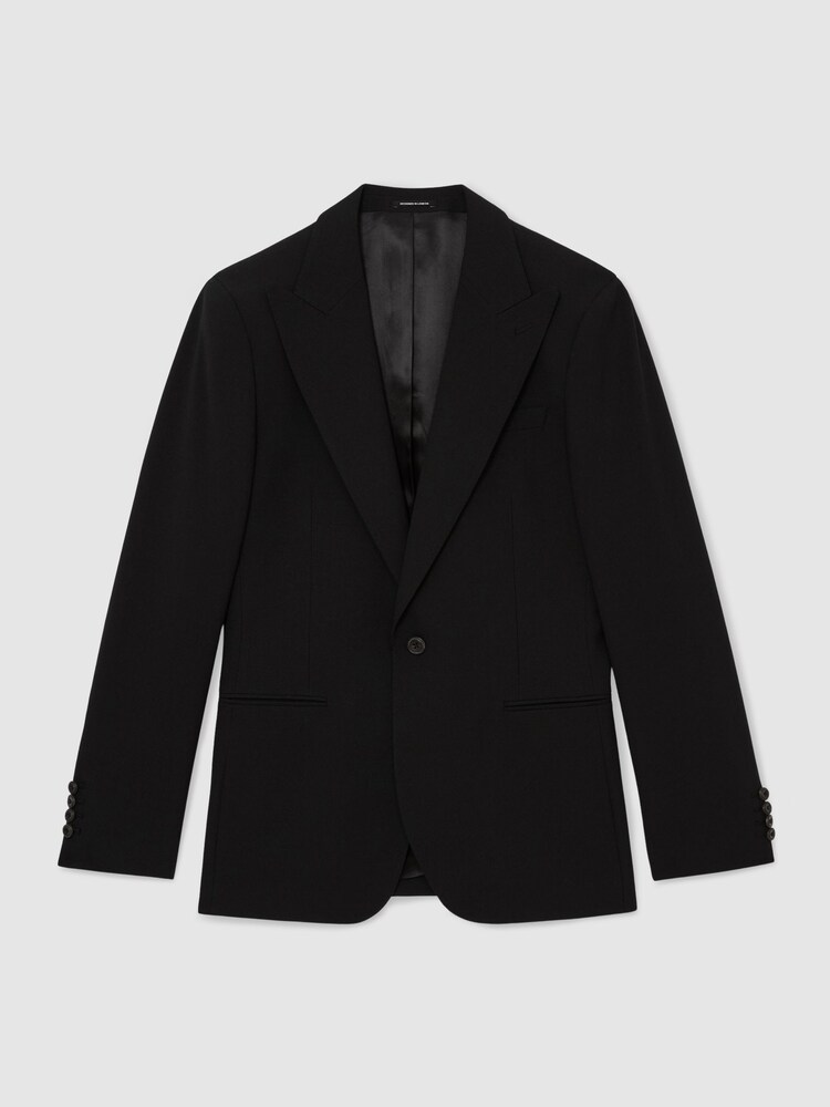Reiss Black Belmont Sb Single-Breasted Suit Jacket Tailored-Fit with Wool - Image 2 of 8