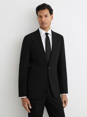 Reiss Black Belmont Sb Single-Breasted Suit Jacket Tailored-Fit with Wool - Image 3 of 8