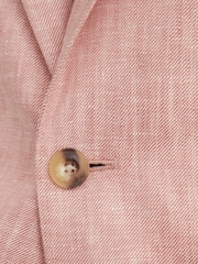 Reiss Plum Pink Atlantic Tailored-Fit Linen-Twill Single-Breasted Blazer - Image 3 of 7