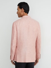 Reiss Plum Pink Atlantic Tailored-Fit Linen-Twill Single-Breasted Blazer - Image 4 of 7