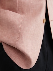 Reiss Plum Pink Atlantic Tailored-Fit Linen-Twill Single-Breasted Blazer - Image 5 of 7