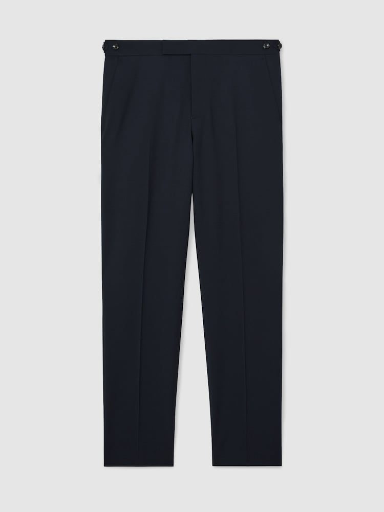 Reiss Navy Promise Wool-Blend Classic-Fit Suit Trousers - Image 2 of 6