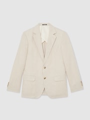 Reiss Stone Atlantic Linen-Twill Single-Breasted Tailored-Fit Blazer - Image 2 of 8