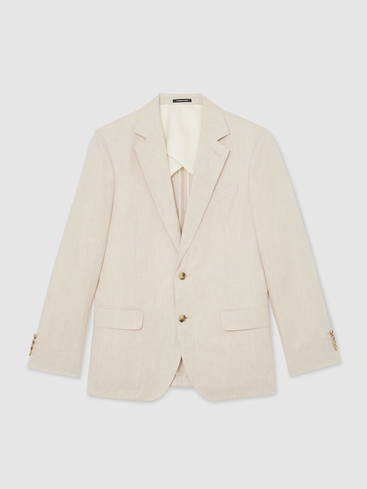 Reiss Stone Atlantic Linen-Twill Single-Breasted Tailored-Fit Blazer - Image 2 of 8