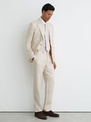 Reiss Stone Atlantic Linen-Twill Single-Breasted Tailored-Fit Blazer - Image 3 of 8