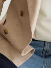 Reiss Stone Manci Double-Breasted Herringbone Blazer Tailored-Fit with Cotton - Image 4 of 9