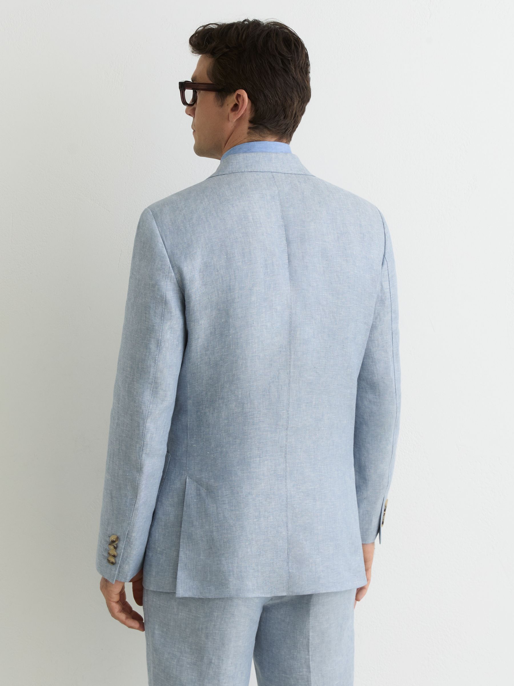 Buy Reiss Soft Blue Atlantic Tailored Fit Linen-Twill Single