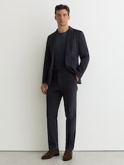 Azul marino - Reiss Regent Brushed Twill Tailored-Fit Trousers - Imagen 1 de 6