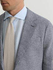Reiss Navy Piccolino Houndstooth Single-Breasted Blazer Cotton-Blend Tailored-Fit - Image 3 of 7