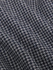 Reiss Navy Piccolino Houndstooth Single-Breasted Blazer Cotton-Blend Tailored-Fit - Image 7 of 7