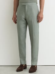 Reiss Sage Atlantic Linen-Twill Tailored-Fit Suit Trousers - Image 3 of 7