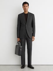 Reiss Grey Promise Wool-Blend Classic-Fit Suit Trousers - Image 1 of 7