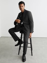 Reiss Grey Promise Wool-Blend Classic-Fit Suit Trousers - Image 4 of 7