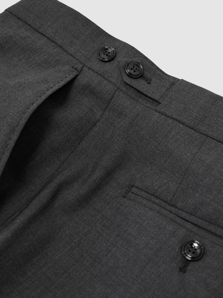 Reiss Grey Promise Wool-Blend Classic-Fit Suit Trousers - Image 7 of 7