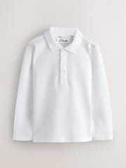 Clarks White Long Sleeve School Polo Shirts 3 Pack - Image 2 of 5