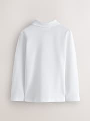 Clarks White Long Sleeve School Polo Shirts 3 Pack - Image 3 of 5