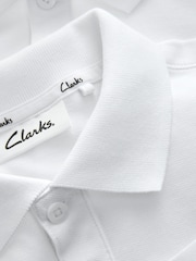 Clarks White Long Sleeve School Polo Shirts 3 Pack - Image 5 of 5