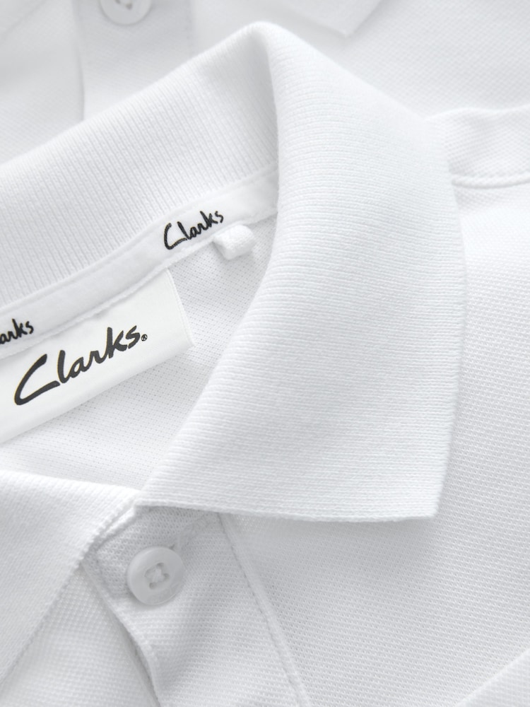 Clarks White Long Sleeve School Polo Shirts 3 Pack - Image 5 of 5
