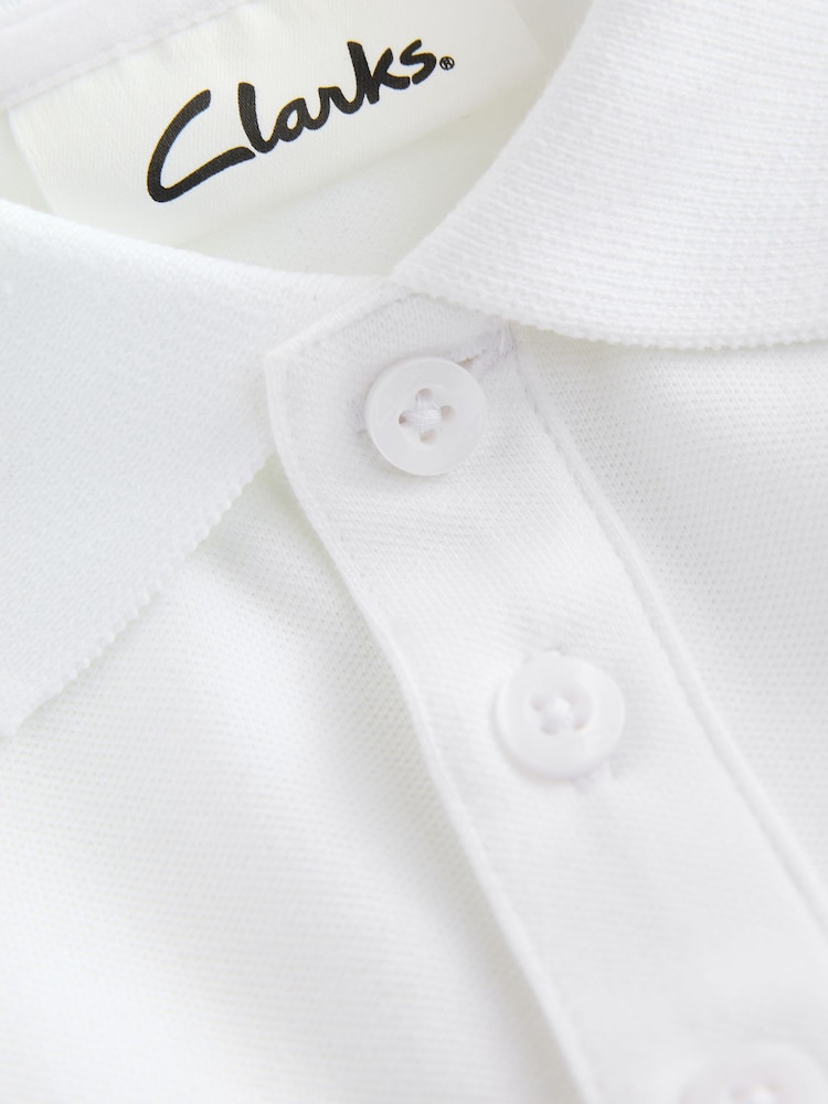Clarks White Short Sleeve School Polo Shirts 5 Pack - Image 10 of 10