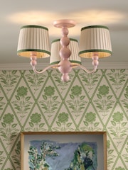 Joules Pink Harewood 3 Light Semi Flush Ceiling Light - Image 1 of 6