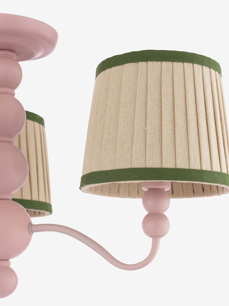 Joules Pink Harewood 3 Light Semi Flush Ceiling Light - Image 6 of 6