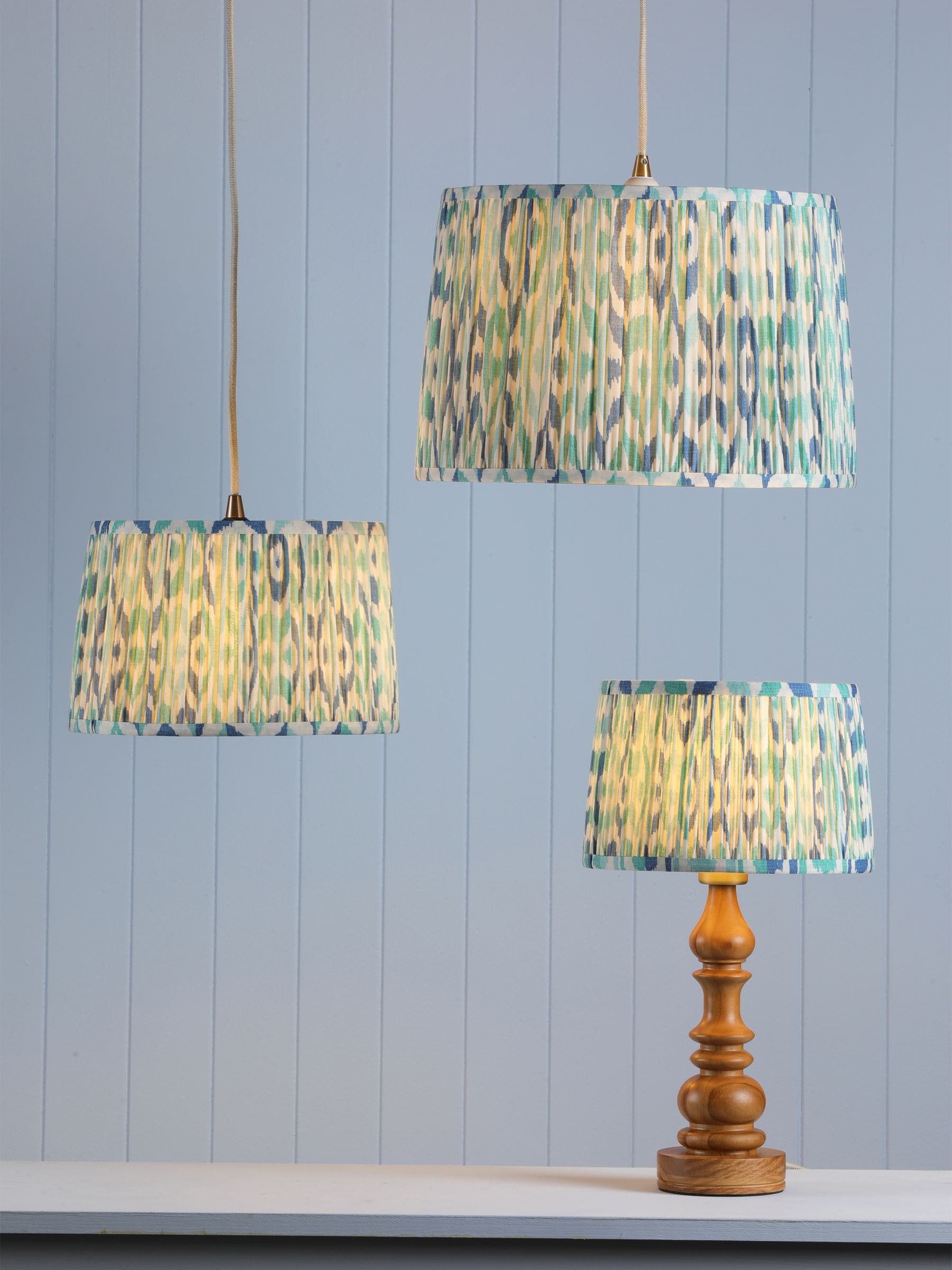Joules Blue Folly Pleated Cotton Easyfit Lamp Shade