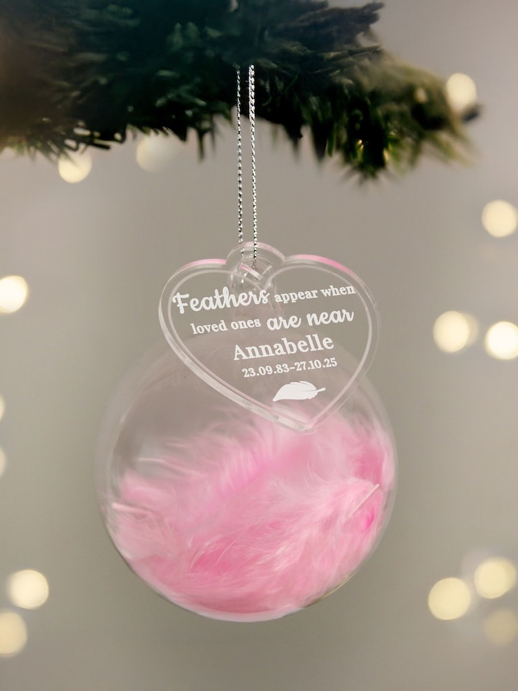 PMC Personalised Memorial Feather Bauble - Image 3 of 3 PMC Personalised Memorial Feather Bauble - Image 3 of 3
